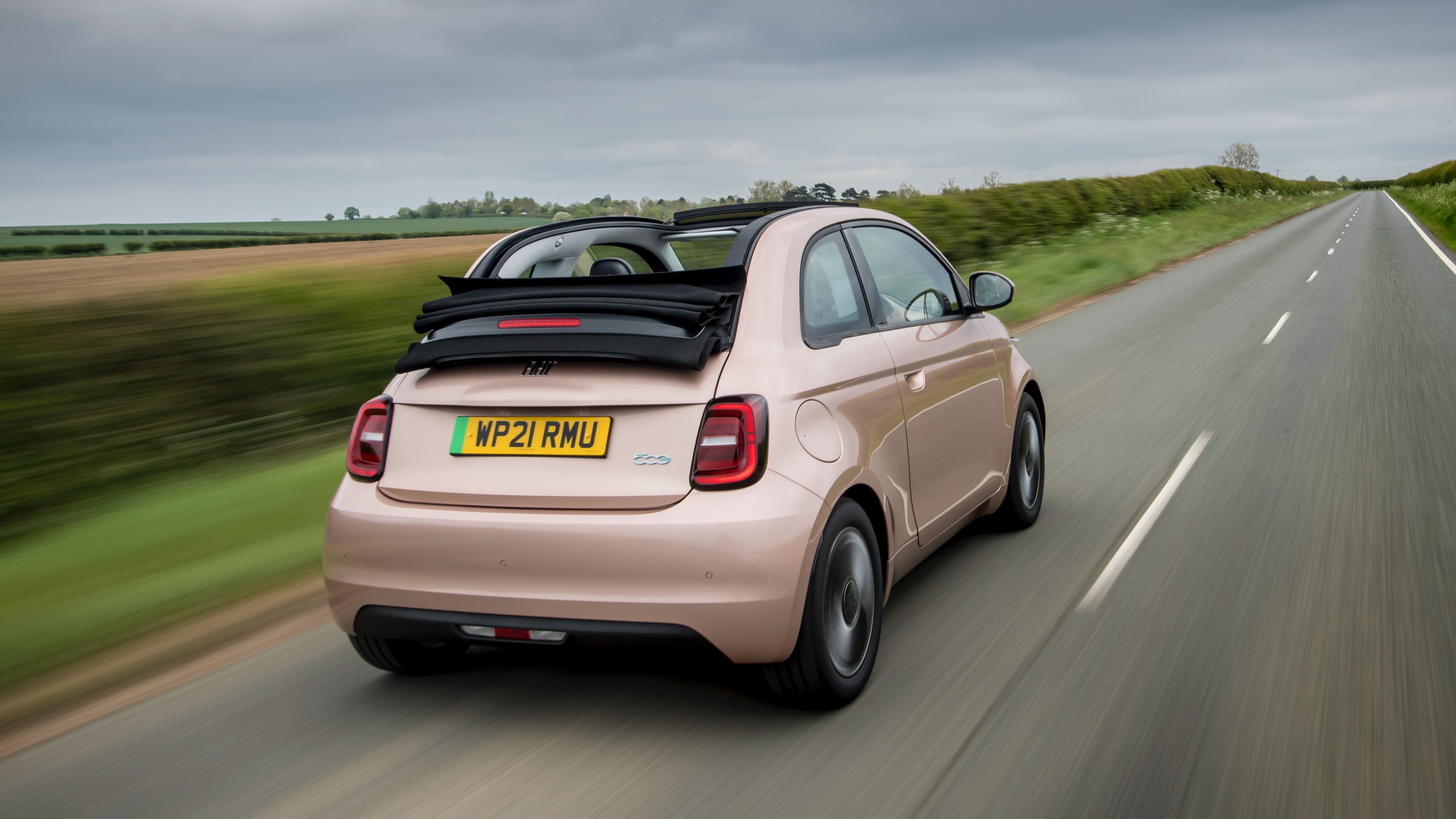 2024 Fiat 500e Cabriolet rear rolling shot